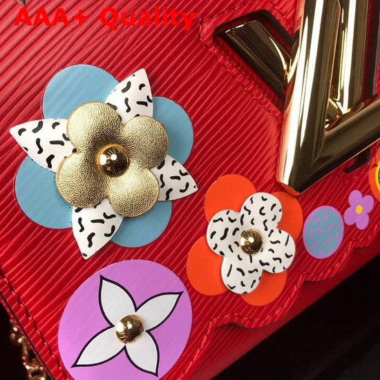 Louis Vuitton Twist MM Epi Red Printed and Embossed Epi Leather with Leather Patches and Studs M54589 Replica