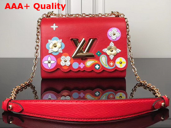 Louis Vuitton Twist MM Epi Red Printed and Embossed Epi Leather with Leather Patches and Studs M54589 Replica