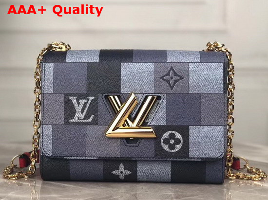 Louis Vuitton Twist MM Grey and Black Printed Calfskin Replica