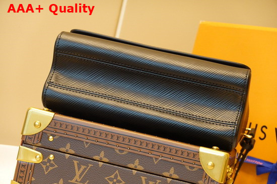 Louis Vuitton Twist MM Handbag in Black Epi Grained Leather Features a LV Twist Lock Decorated with Tortoise Shell and Black and White Stones M58715 Replica