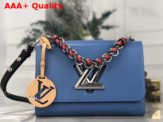 Louis Vuitton Twist MM Handbag in Blue Epi Leather with a Braided Handle and Removable LV Initials Charm M53922 Replica