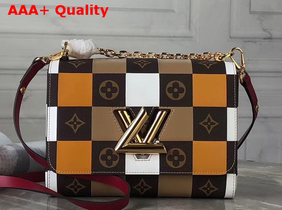 Louis Vuitton Twist MM Handbag in Monogram Canvas Woven with Colored Leather M55426 Replica