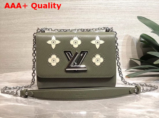 Louis Vuitton Twist MM Khaki Printed and Studded Epi Leather Replica