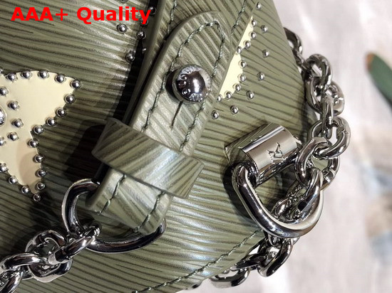 Louis Vuitton Twist MM Khaki Printed and Studded Epi Leather Replica