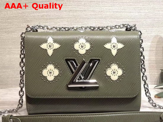 Louis Vuitton Twist MM Khaki Printed and Studded Epi Leather Replica