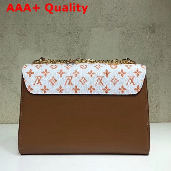 Louis Vuitton Twist MM White and Orange Transformed Monogram Canvas Aged Natural Cowhide Trim Replica