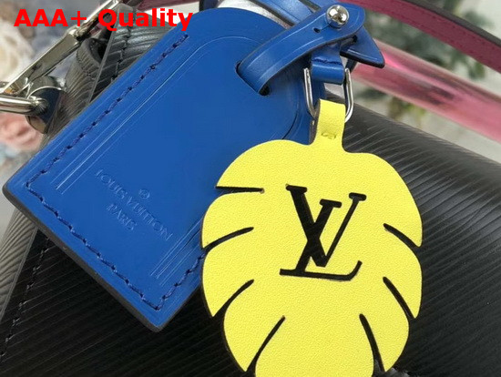 Louis Vuitton Twist MM in Black Deep Dyed Epi Leather with a Colored Plexiglass Top Handle and Bright Colored Nametag and Charm M56112 Replica