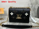 Louis Vuitton Twist MM in Black Epi Leather Features Studded Leather Flowers M53762 Replica