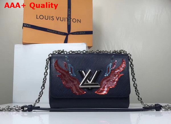 Louis Vuitton Twist MM in Blue Embroidered EPI Leather Replica