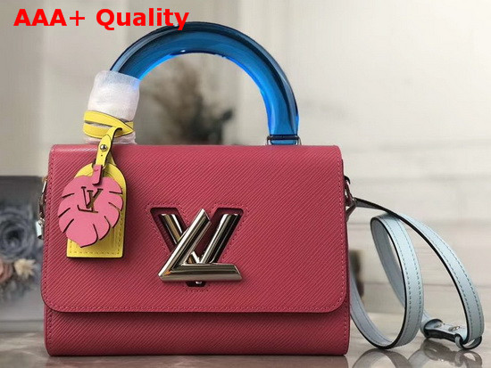 Louis Vuitton Twist MM in Grenade Deep Dyed Epi Leather with a Colored Plexiglass Top Handle and Bright Colored Nametag and Charm M56131 Replica