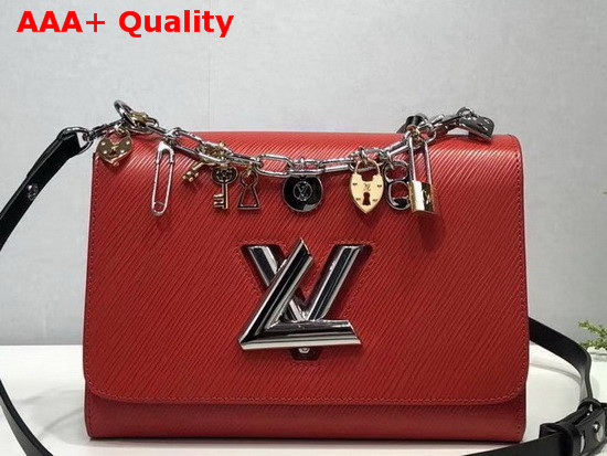 Louis Vuitton Twist MM in Red Epi Leather with LV Love Lock Charms Replica