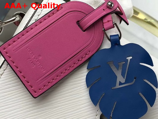 Louis Vuitton Twist MM in White Deep Dyed Epi Leather with a Colored Plexiglass Top Handle and Bright Colored Nametag and Charm M56132 Replica