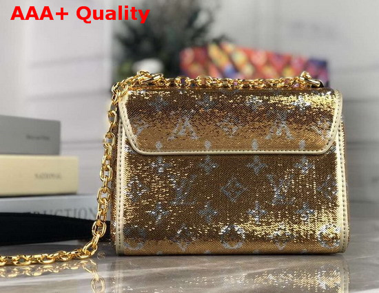 Louis Vuitton Twist PM Handbag Gold and Silver Sequin Embroidered Leather Replica