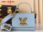 Louis Vuitton Twist PM Handbag in Washed Blue Epi Grained Leather M25362 Replica