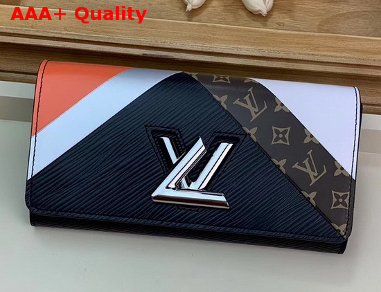 Louis Vuitton Twist Wallet Black and Tan Cowhide Leather Replica