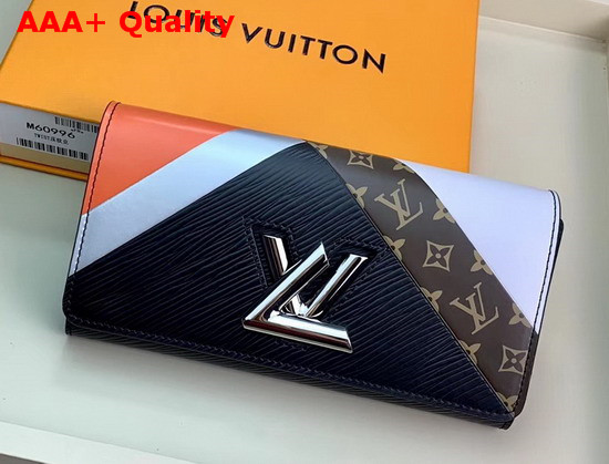 Louis Vuitton Twist Wallet Black and Tan Cowhide Leather Replica