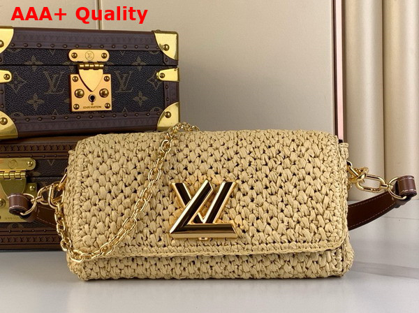 Louis Vuitton Twist West Made From Woven Raffia with Smooth Calfskin Trim M25030 Replica