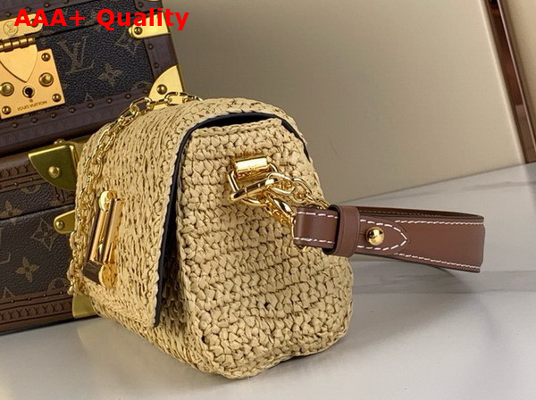 Louis Vuitton Twist West Made From Woven Raffia with Smooth Calfskin Trim M25030 Replica