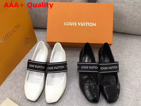 Louis Vuitton Uncover Pump in White Patent Calf Leather with Elastic Strap 1A3QZ7 Replica