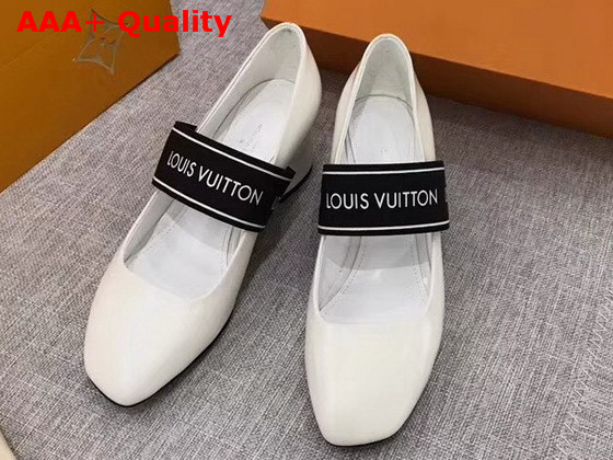 Louis Vuitton Uncover Pump in White Patent Calf Leather with Elastic Strap 1A3QZ7 Replica