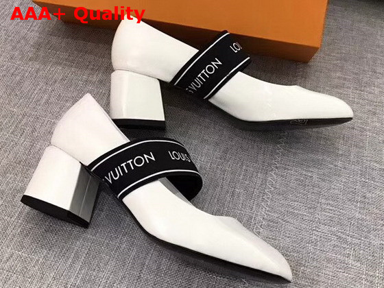 Louis Vuitton Uncover Pump in White Patent Calf Leather with Elastic Strap 1A3QZ7 Replica