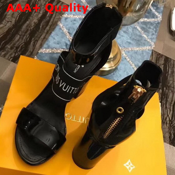 Louis Vuitton Uncover Sandal in Black Patent Calf Leather with Elastic Strap 1A3TAC Replica