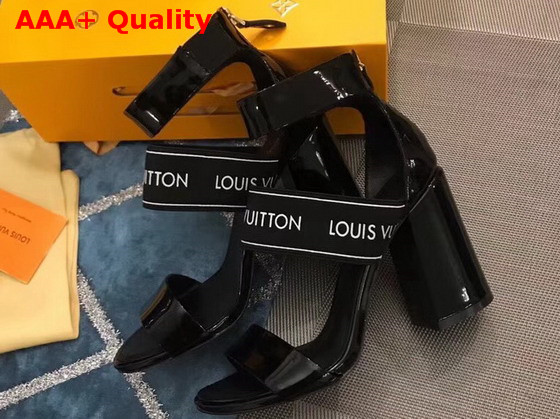 Louis Vuitton Uncover Sandal in Black Patent Calf Leather with Elastic Strap 1A3TAC Replica