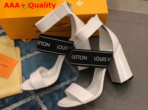 Louis Vuitton Uncover Sandal in White Patent Calf Leather with Elastic Strap Replica