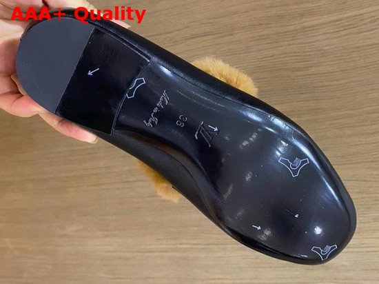 Louis Vuitton Upper Case Flat Loafer in Black Calf Leather with Cognac Brown Fluffy Mink Fur Trim 1A86UH Replica