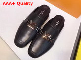 Louis Vuitton Upper Case Open Back Loafer Black Plain Calf Leather 1A3SI6 Replica