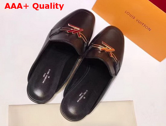 Louis Vuitton Upper Case Open Back Loafer Black Plain Calf Leather 1A3SI6 Replica