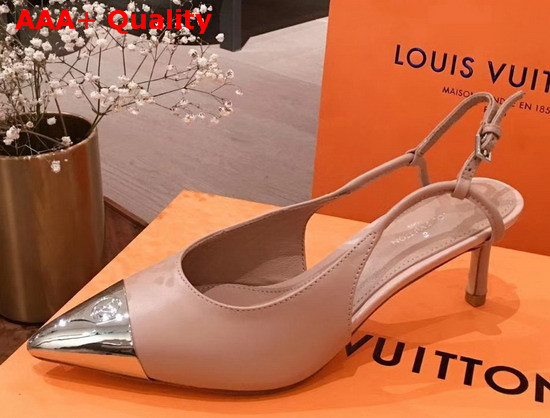 Louis Vuitton Urban Twist Slingback Pump Blush Pink Calf Leather and Metal Toe Cap 1A5L7A Replica