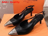 Louis Vuitton Urban Twist Slingback Pump Noir Calf Leather and Metal Toe Cap 1A5L6G Replica