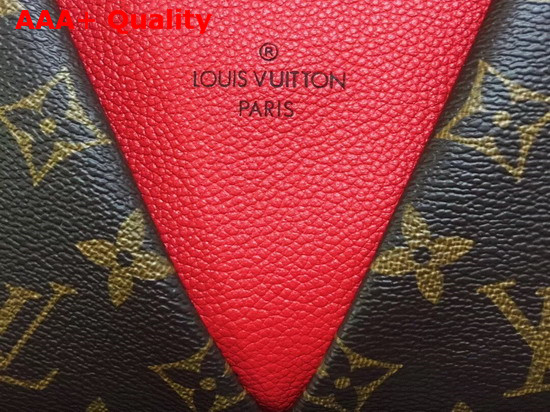 Louis Vuitton V Tote BB Monogram Coated Canvas and Cerise Red Grained Calf Leather M43966 Replica