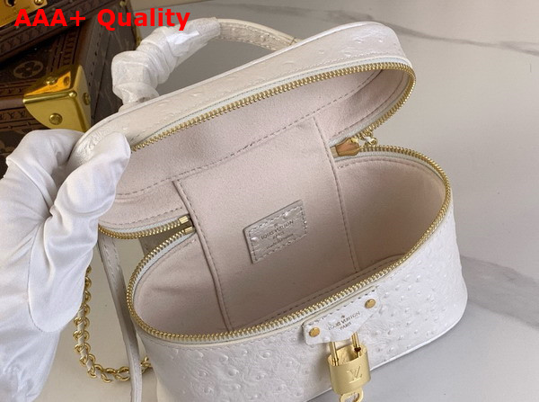 Louis Vuitton Vanity Chain Pouch in White Pearl Ostrich Leather N85911 Replica