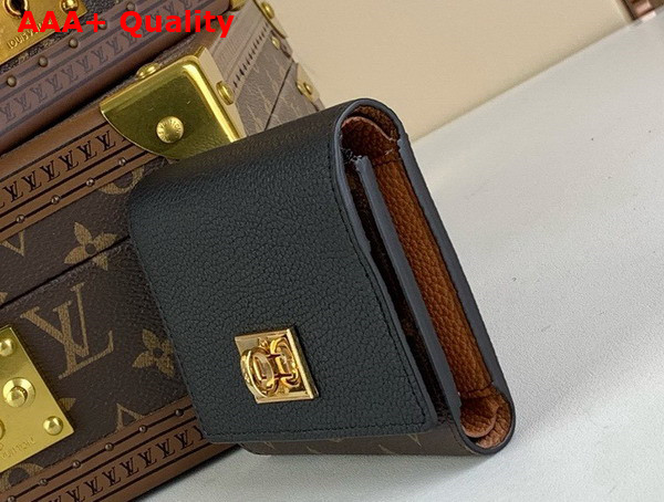 Louis Vuitton Victorine On My Side Wallet in Black Calf Leather and Monogram Coated Canvas M82640 Replica