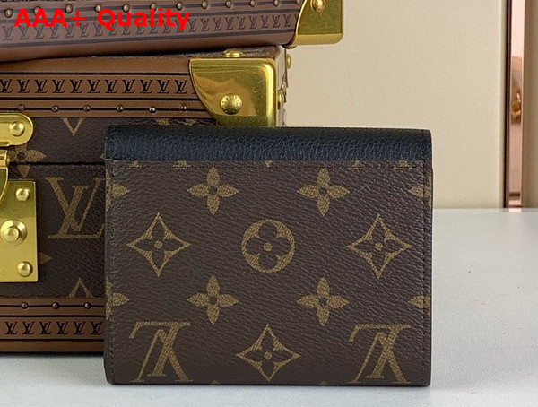 Louis Vuitton Victorine On My Side Wallet in Black Calf Leather and Monogram Coated Canvas M82640 Replica