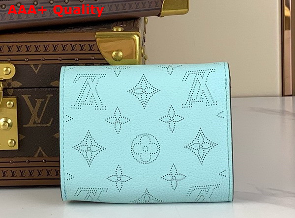 Louis Vuitton Victorine Wallet in Mineral Blue Mahina Perforated Calf Leather Replica