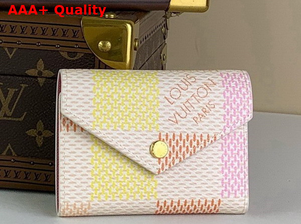 Louis Vuitton Victorine Wallet in Peach Pink Damier Coated Canvas N40638 Replica