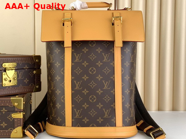 Louis Vuitton Vintage Backpack in Monogram Canvas and Natural Cowhide Leather Replica