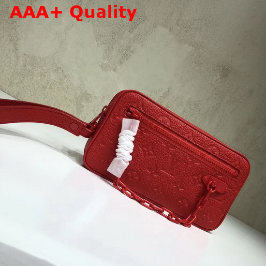 Louis Vuitton Virgil Abloh Chain Clutch in Red Monogram Empreinte Leather Replica