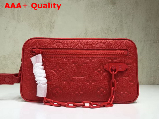 Louis Vuitton Virgil Abloh Chain Clutch in Red Monogram Empreinte Leather Replica