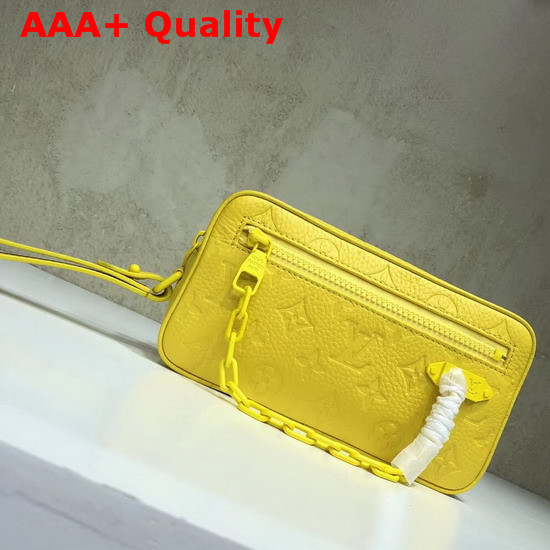 Louis Vuitton Virgil Abloh Chain Clutch in Yellow Monogram Empreinte Leather Replica