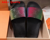 Louis Vuitton Waterfront Mule Noir Rubber and Iridescent Monogram 1A7VP0 Replica