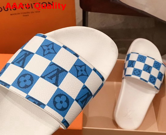 Louis Vuitton Waterfront Mule White and Blue Monogram Replica