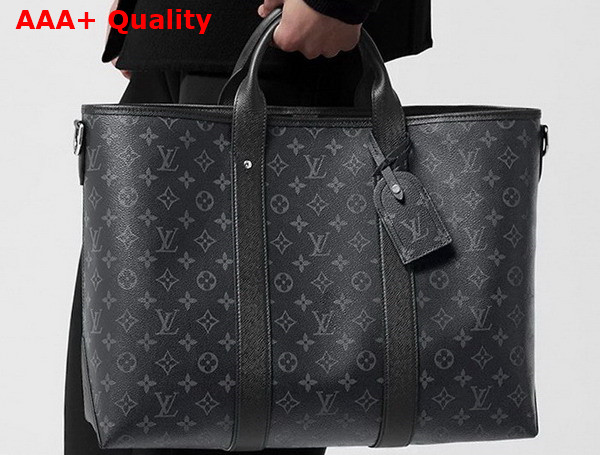 Louis Vuitton Weekend Tote NM Black Monogram Coated Canvas and Taiga Cowhide Leather M30937 Replica