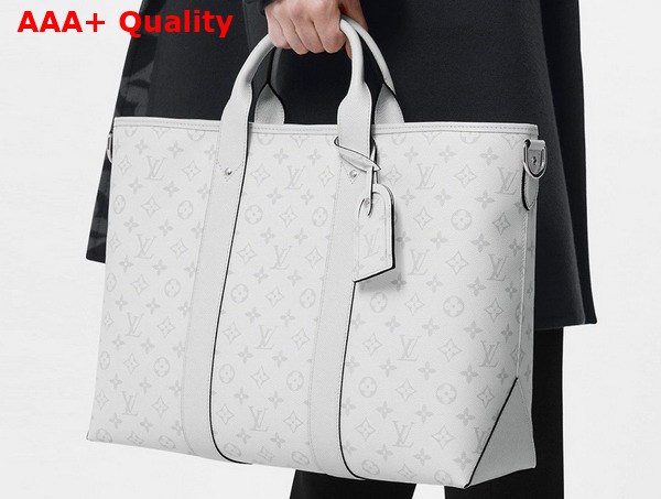 Louis Vuitton Weekend Tote NM Optic White Monogram Coated Canvas and Taiga Cowhide Leather M30919 Replica