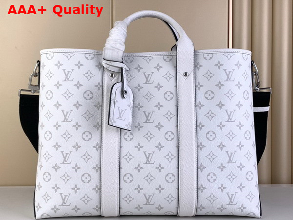 Louis Vuitton Weekend Tote NM Optic White Monogram Coated Canvas and Taiga Cowhide Leather M30919 Replica