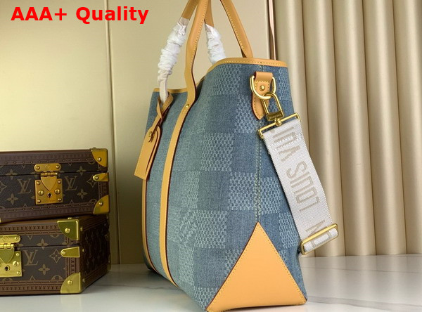 Louis Vuitton Weekend Tote in Blue Damier Denim 3D Cotton Canvas N40702 Replica