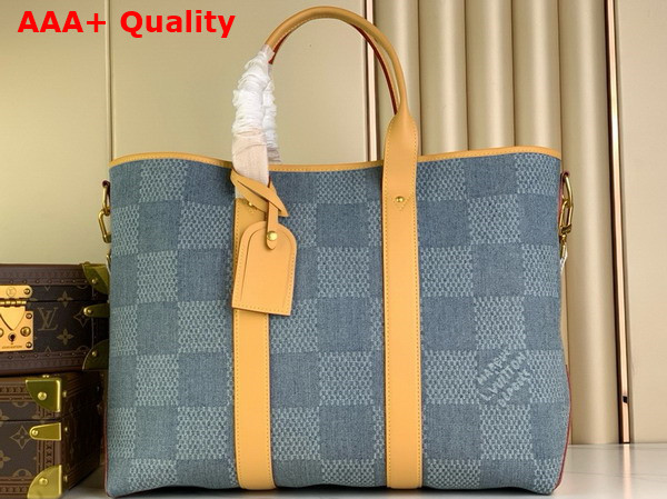 Louis Vuitton Weekend Tote in Blue Damier Denim 3D Cotton Canvas N40702 Replica